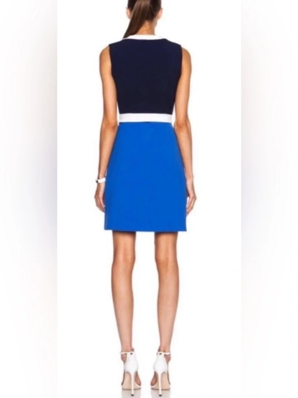 Diane Von Furstenberg DVF Gracie Wrap Dress Sz 6 Blue White V-neck Color Block - Picture 8 of 17